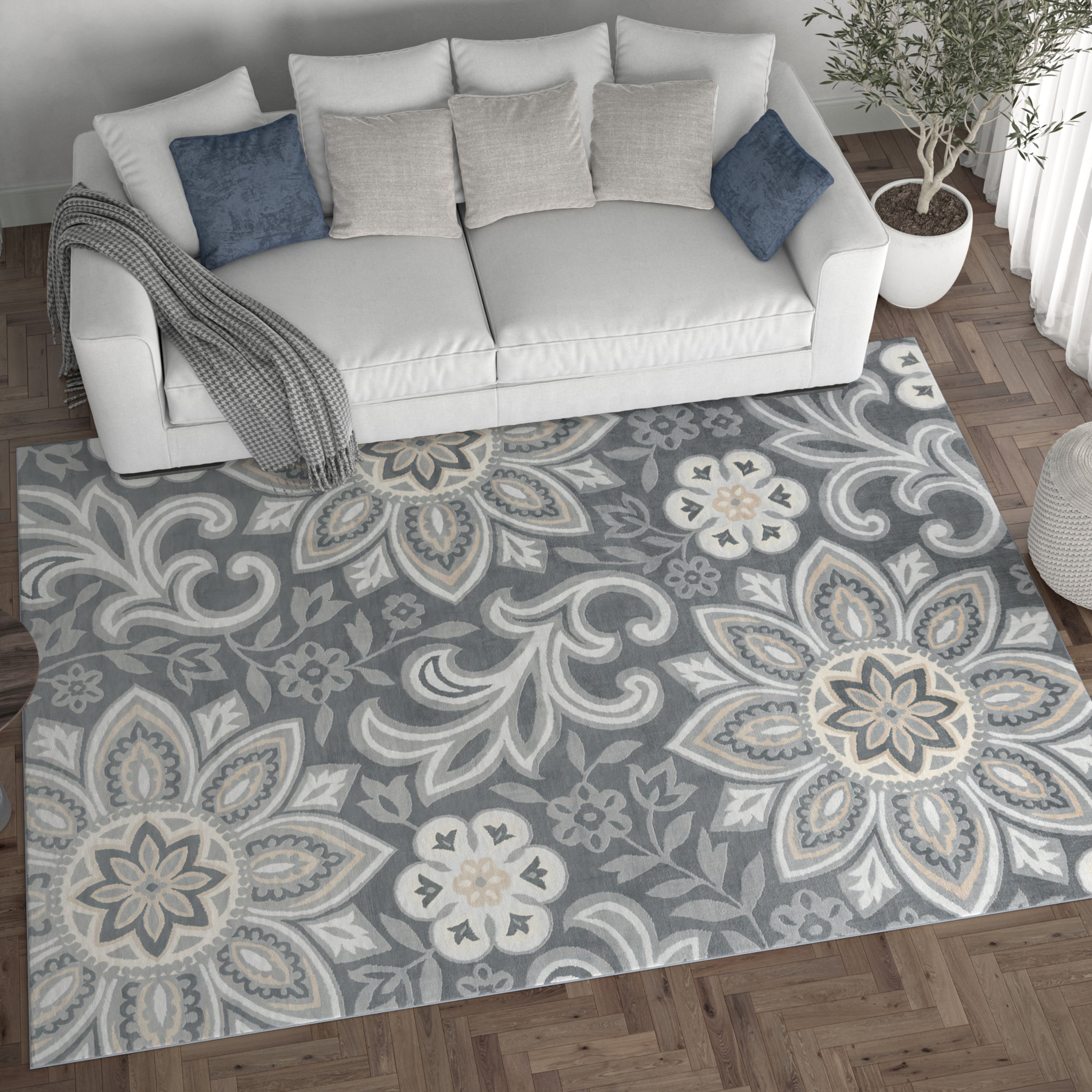 5x7 Transitional Dark Gray Area Rugs for Living Room | Bedroom Rug | Dining Room Rug | Indoor Entry or Entryway Rug | Kitchen Rug | Alfombras para Salas 5' x 7'