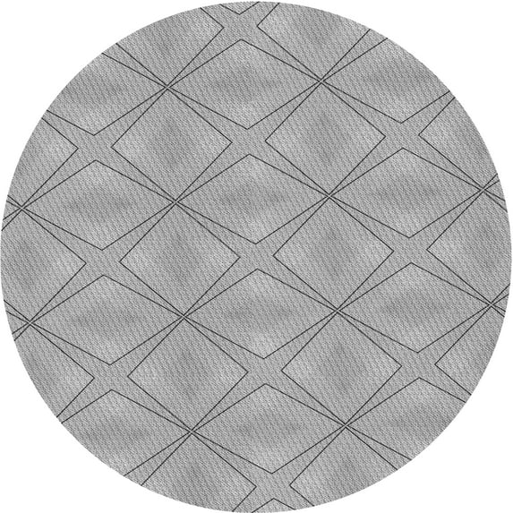 Ahgly Company Indoor Round Patterned Battleship Gray Area Rugs, 3' Round