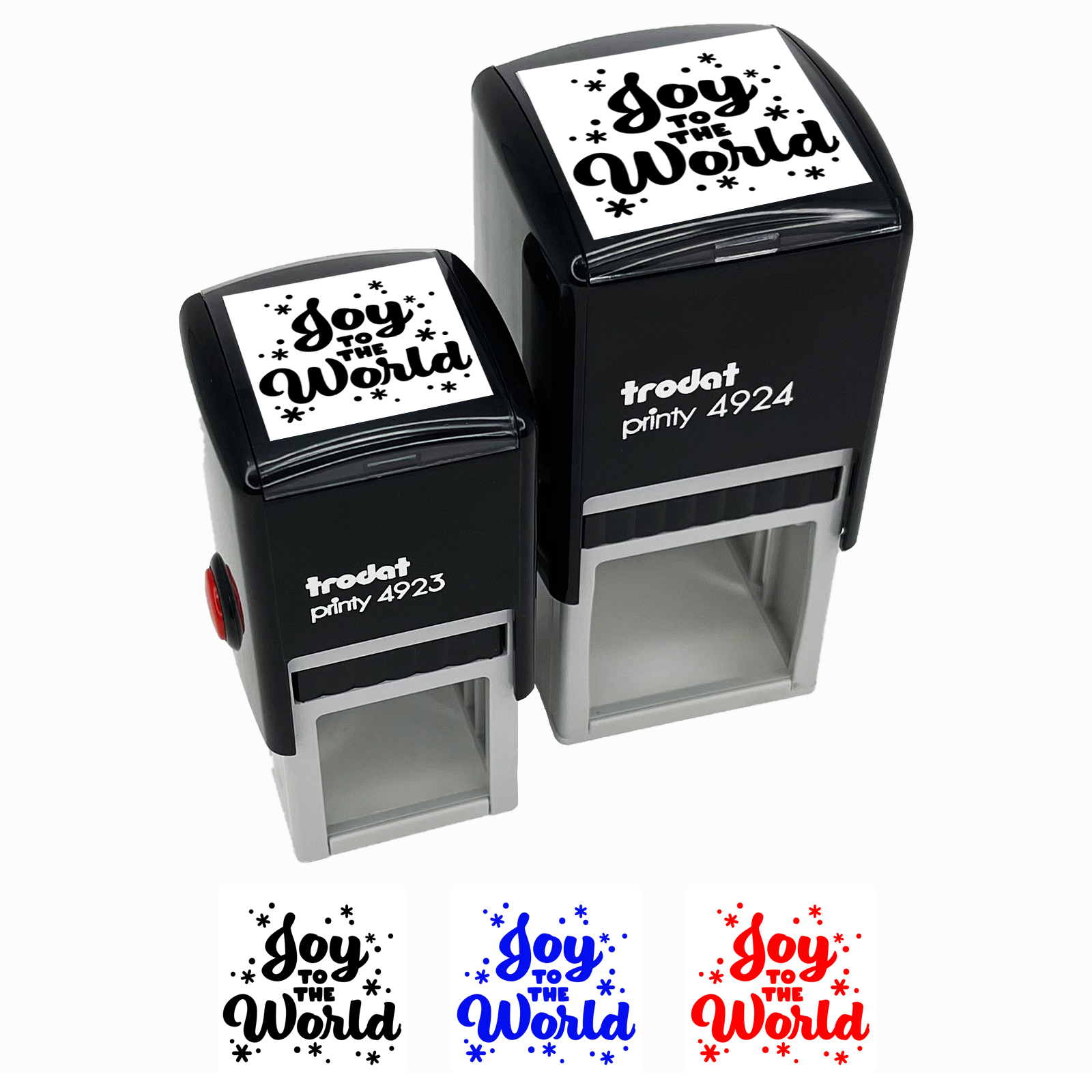 Joy To The World Snowflakes Christmas Self Inking Rubber Stamp Ink Stamper Red Ink Large 1 1 2 Inch Walmart Com