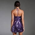 thumbnail image 3 of Purple Halter Mini Dress With Sparkly Sequin Embellishment For Party And Date Night, 3 of 3
