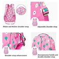 thumbnail image 4 of Freshable Small Floral Print Backpack Elementary Middle School Bag Pretty Girls BookBag (Pink Strawberry), 4 of 5