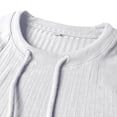thumbnail image 7 of FRSASU Mens Spring Summer Solid Color Ribbed T-Shirt Knitted Short Sleeve Tee, Vtage Drawstring Henley Collar T-shirts White, 7 of 7
