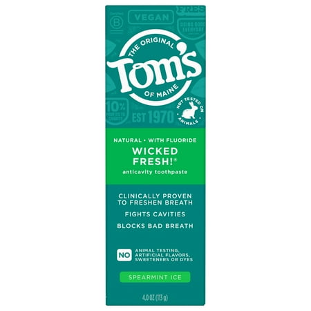 【並行輸入品】トムズオブメイン Tom's of Maine 歯磨き粉 ウィキッドフレッシュ スペアミントアイス味 4oz / 113g Wicked Fresh Anticavity Toothpaste