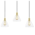 thumbnail image 3 of JONATHAN Y Kiawah Island 30.5" 3-Light Metal/Glass Contemporary Modern LED Pendant, Brass Gold/Black, 3 of 9