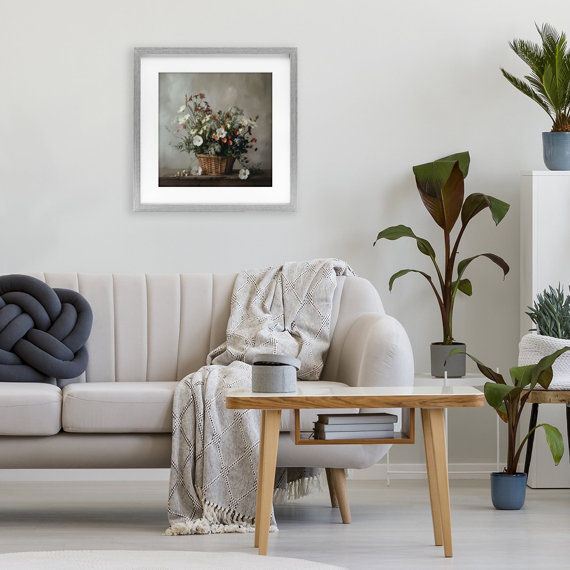 Stupell Industries Flowers In A Basket Arrangement Gray Framed Print Under Glass, design by Lazar Studio