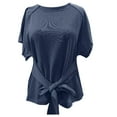 thumbnail image 4 of Women's Summer Short Sleeve Tie Front T-Shirt, Breathable Crewneck Tee for Casual Daily Wear Outfits, 4 of 4