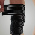 thumbnail image 2 of 2 Pcs Long Elastic Knee Wrap Compression Bandage Brace Leg Support Plantar Fasciitis Stabilizer Ligaments Joint Pain Squat Running Sport Exercise Blac, 2 of 5