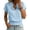 *Light Blue, variant on ClodeEU Women's V Neck Short Sleeve T-Shirt with Ruff Trim , Casual Solid Color Top with Elastic Smocked Waist Light Blue,Women's Plus L