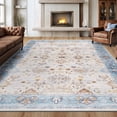 thumbnail image 2 of Jamfeel Area Rugs for Bedroom Floral Printed Ultra-Thin Low Pile Washable Rug for Living Room 6'x9' Beige and Blue, 2 of 6