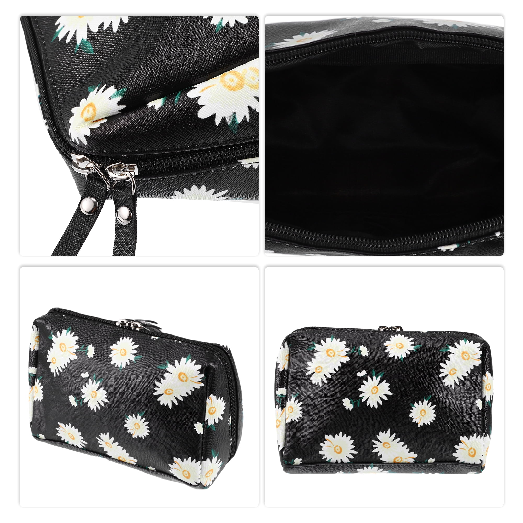 Unique Bargains 1Pc Lady Small Portable Durable Travel Makeup Bags for Toiletry Black