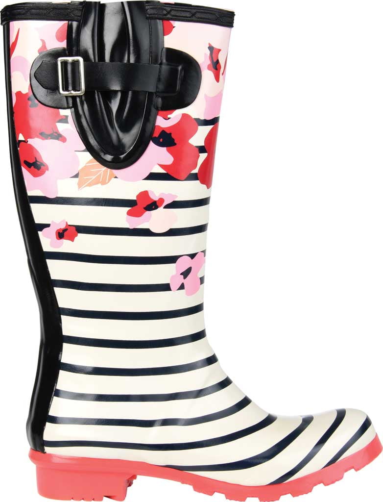 Women's Journee Collection Mist Mid Calf Rain Boot Stripe Rubber 9 M