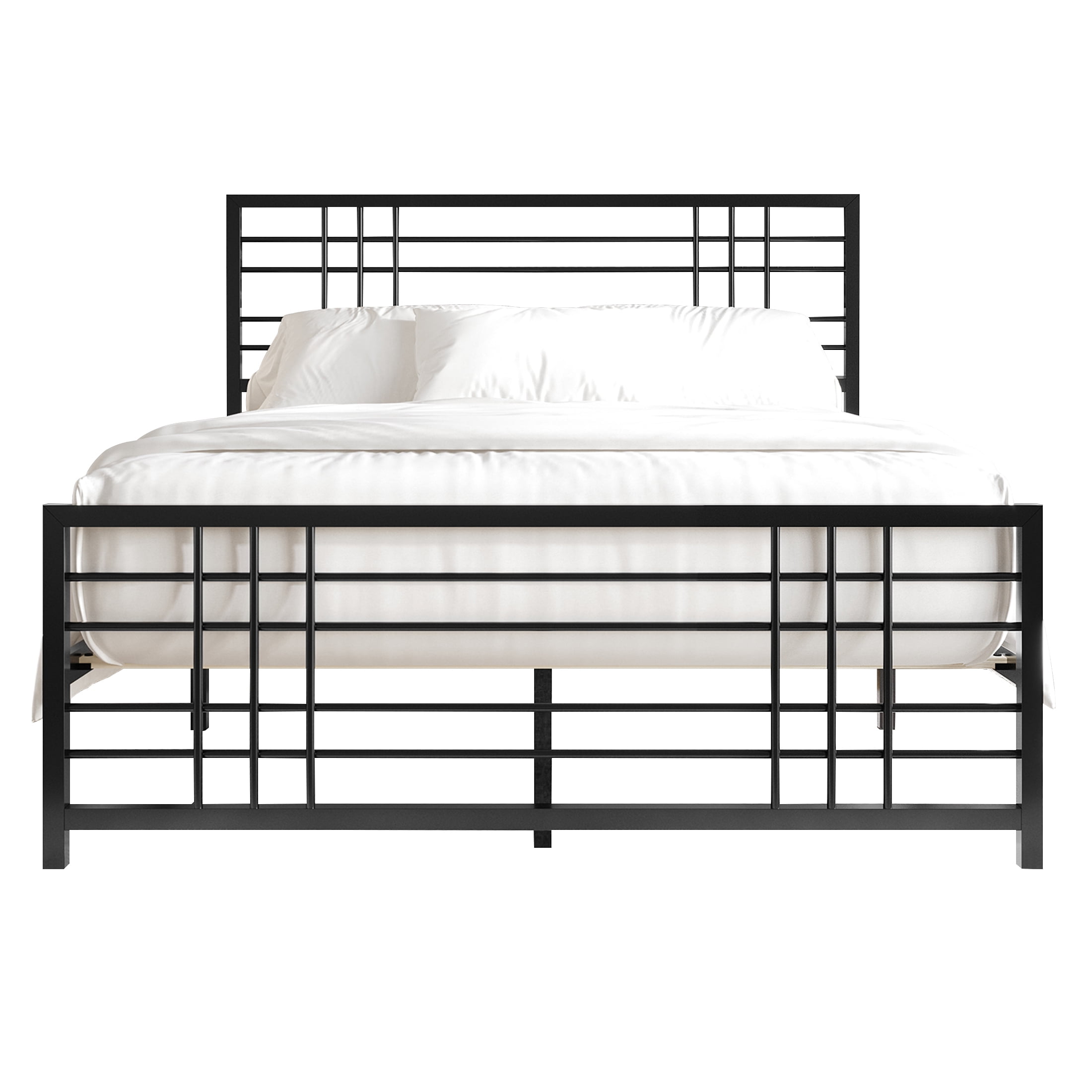Castle Place Simple Classic Full Size Metal Panel Bed, Black
