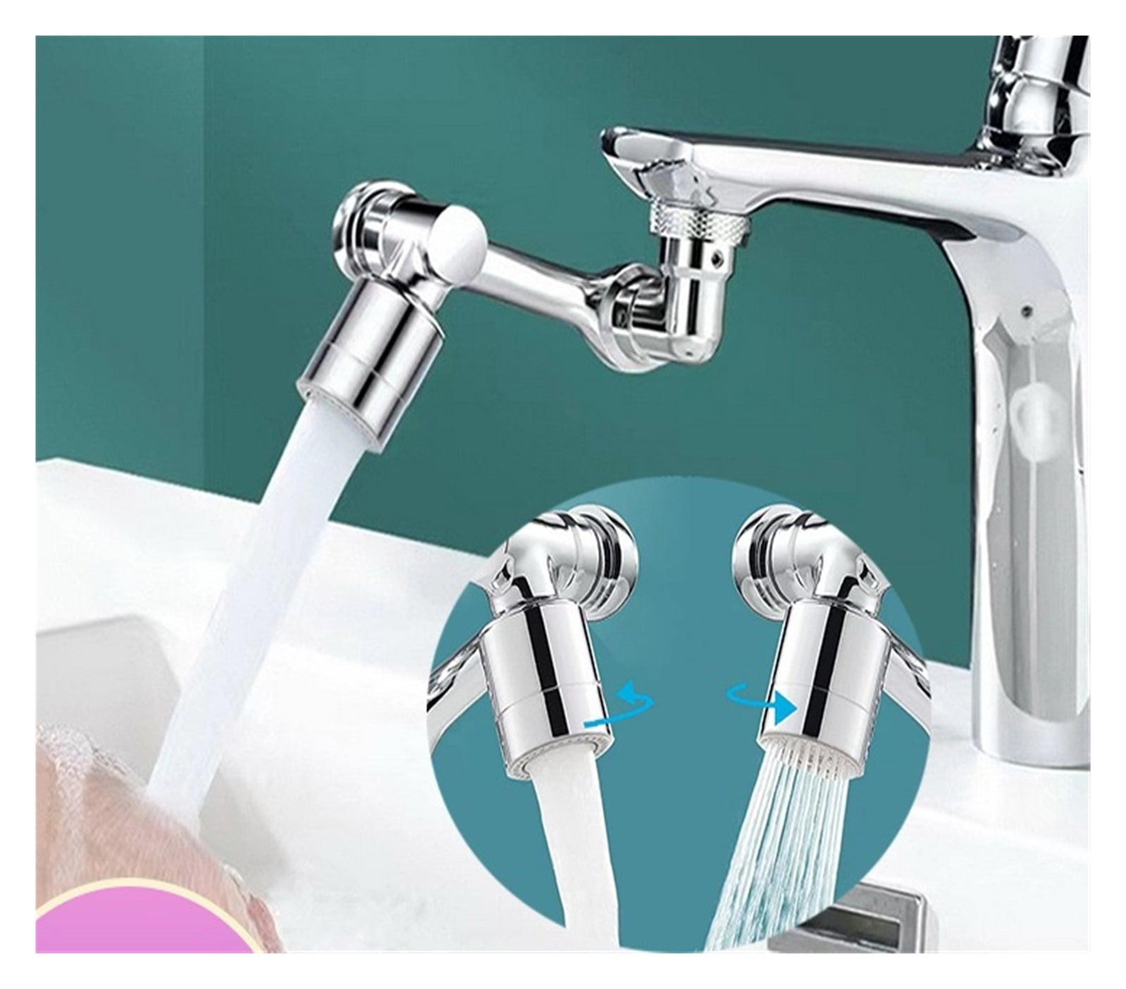 Universal 1080° Rotation Extender Faucet Aerator Plastic Splash Filter Kitchen Washbasin Faucets Bubbler Nozzle Robotic Arm