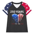 thumbnail image 3 of Womens 4th of July V Neck Shirt American Flag Graphic Short Sleeve Patriotic Tee Casual Summer Tops ﻿, 3 of 3
