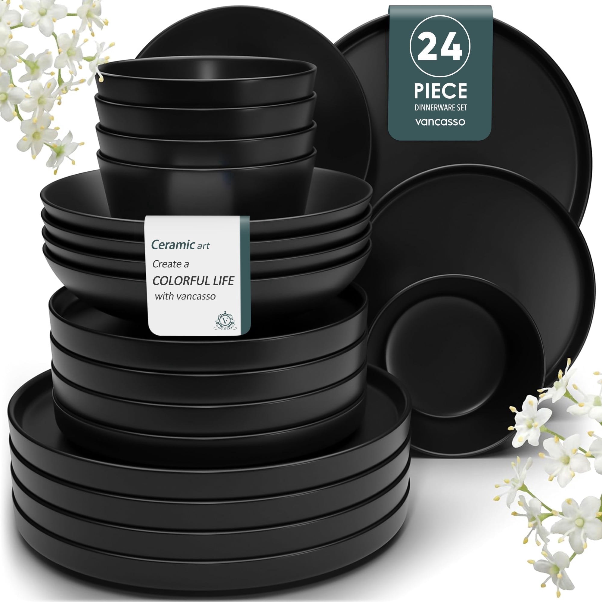 Melannco, Dinnerware Set, 16-Piece, Casual Stoneware for 4