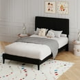 thumbnail image 7 of 4 EVER WINNER Twin Size Bed Frame, Upholstered Platform Bed Frame with Headboard, Black Twin Bed Frame, No Box Spring Needed, Black, 7 of 7