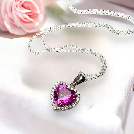 Heart Shape Pink Sapphire Gemstone Pendant Necklace for Women in 925 Sterling Silver | Elegant Jewelry Gift