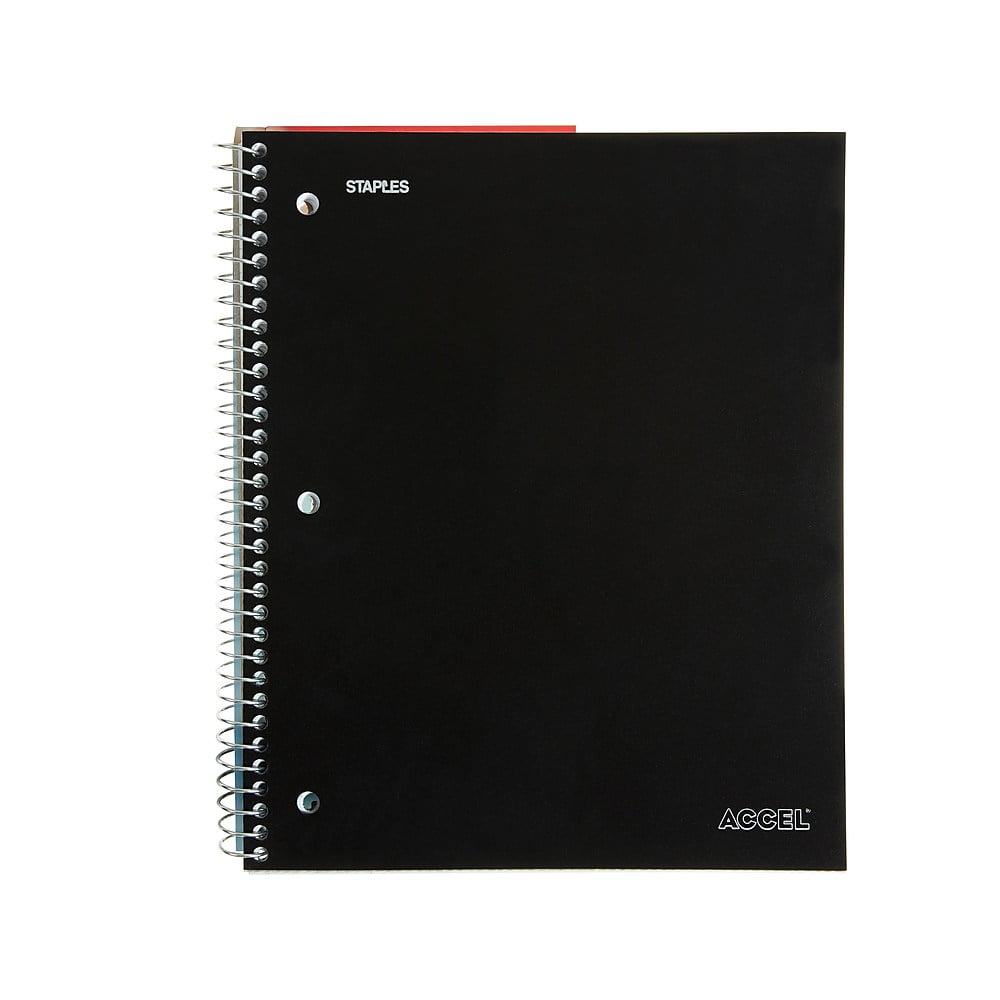 Staples Accel 1Subject Notebook 8" x 10.5" Wide Ruled 100 Sh. Black