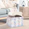 thumbnail image 3 of Yayeee Collapsible Cube Storage Bin with Lid Fabric Closet Decorative Basket with Handles, Purple Geometric, 3 of 7