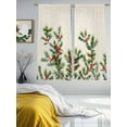 thumbnail image 3 of Christmas Red Sheer Curtains 2 Panels Set, Berries Birds Pine Needles Linen Texture Window Sheer Curtains for Living Room/Bedroom, Light Filtering Rod Pocket Voile Drapes, 52" W x 72" L, 3 of 7