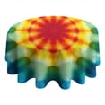 thumbnail image 4 of Tie Dye Soft Petal Ring Pattern Round Tablecloth 60"x60",Wrinkle Wipeable Table Cloth for Kitchen Dining Room Picnic Patio Party, 4 of 6