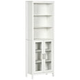 thumbnail image 2 of kleankin Tall Bathroom Storage Cabinet with 3 Tier Shelf, Glass Door Cabinet, Freestanding Linen Tower with Adjustable Shelves, Antique White, 2 of 9