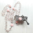 thumbnail image 3 of Rose Crystal Rosary Necklace Catholic Vintage for Cross Pendant Long Chain Necklace Religious Jewelry Gift, 3 of 5