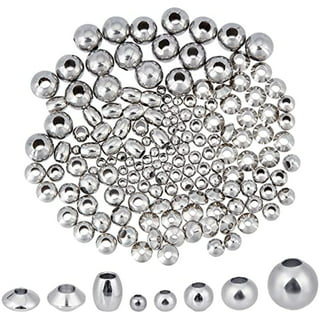 120pcs 5mm Flat Round Spacer Beads 1.5mm Stainless Steel Beads Bead Spacers  Metal Bead Smooth Beads for Jewelry Making Findings