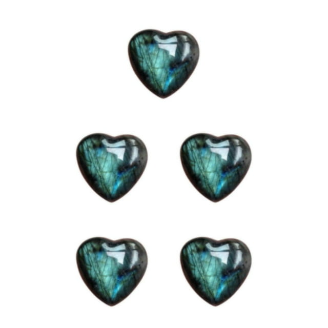 Wisewang Pierre de Palmier Labradorite - Intuition et Connexion Spirituelle Pierre de Lune Multifonctionnelle en Forme de Cœur 5Ensemble