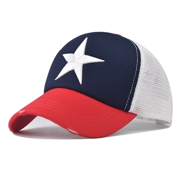 Gorra de béisbol de poliéster con bordado de estrella de cinco puntas para hombre y mujer.
