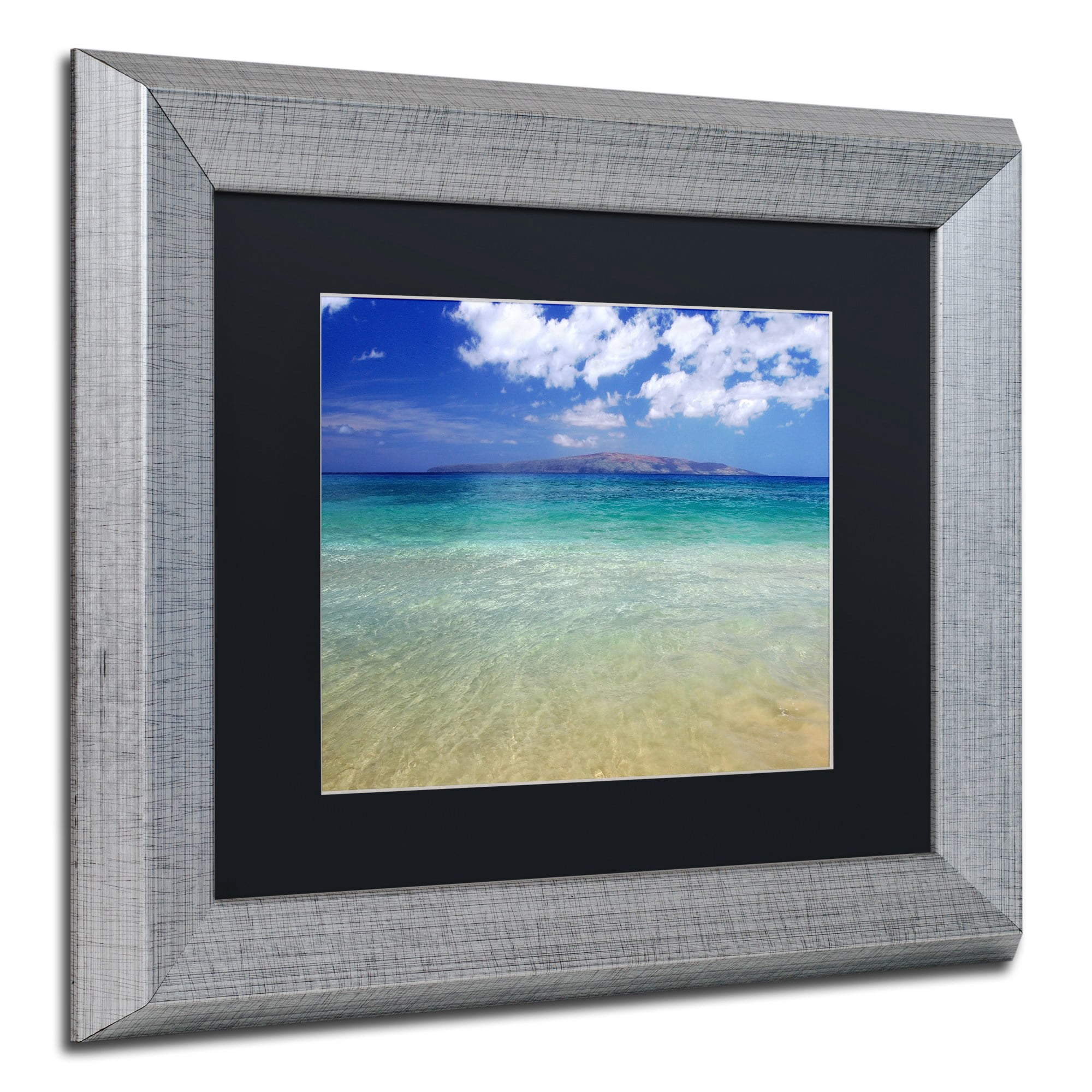 Trademark Fine Art "Hawaii Blue Beach" Canvas Art by Pierre Leclerc Black Matte, Silver Frame
