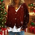 thumbnail image 2 of Horkkom Cardigan for Women Christmas Snowflakes Print Fleece Cardigans Holiday Button Down Soft Jacket M, 2 of 6