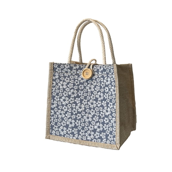 Todaioua Burlap Tote Bag with Button, Bags for Work Handbags Everyday, Reusable Jute Tote Bags for Travel, DIY, Shopping, Beach, Wedding, Gym