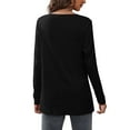 thumbnail image 5 of TEMOFON Women's Tops Long Sleeve V-Neck Shirts Loose Casual Tee Cute T-Shirt with Pocket Fall Winter Flowy Tunic Tee Black, 5 of 5