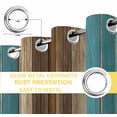 thumbnail image 6 of Teal Blue Brown Blackout Curtains for Bedroom/Living Room, Thermal Insulated Kitchen Curtains, Farmhouse Retro Wooden Grain Stripes Grommet Darkening Window Treatment Drapes 52"x63"x2, 6 of 8