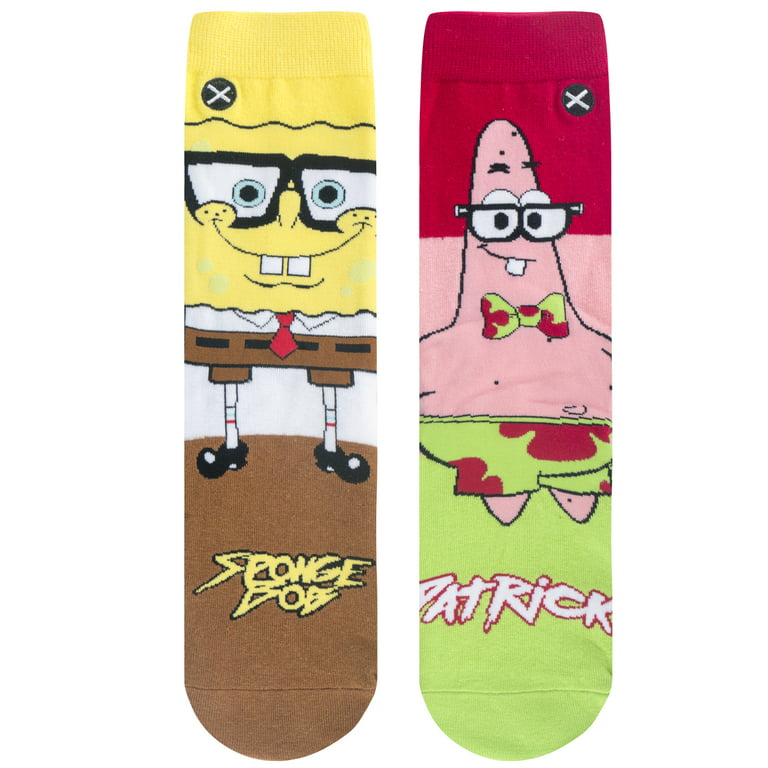 Odd Sox, Nickelodeon SpongeBob & Squidward Women Funny Print Crew Socks,  Medium 