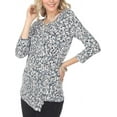 thumbnail image 5 of AULOA Women's 3/4 Long Sleeve V Neck Twisted Front Knot Casual Tunic T-shirt Blouse Top, Stylish and Fashion Forward (XXL, Floral), 5 of 5