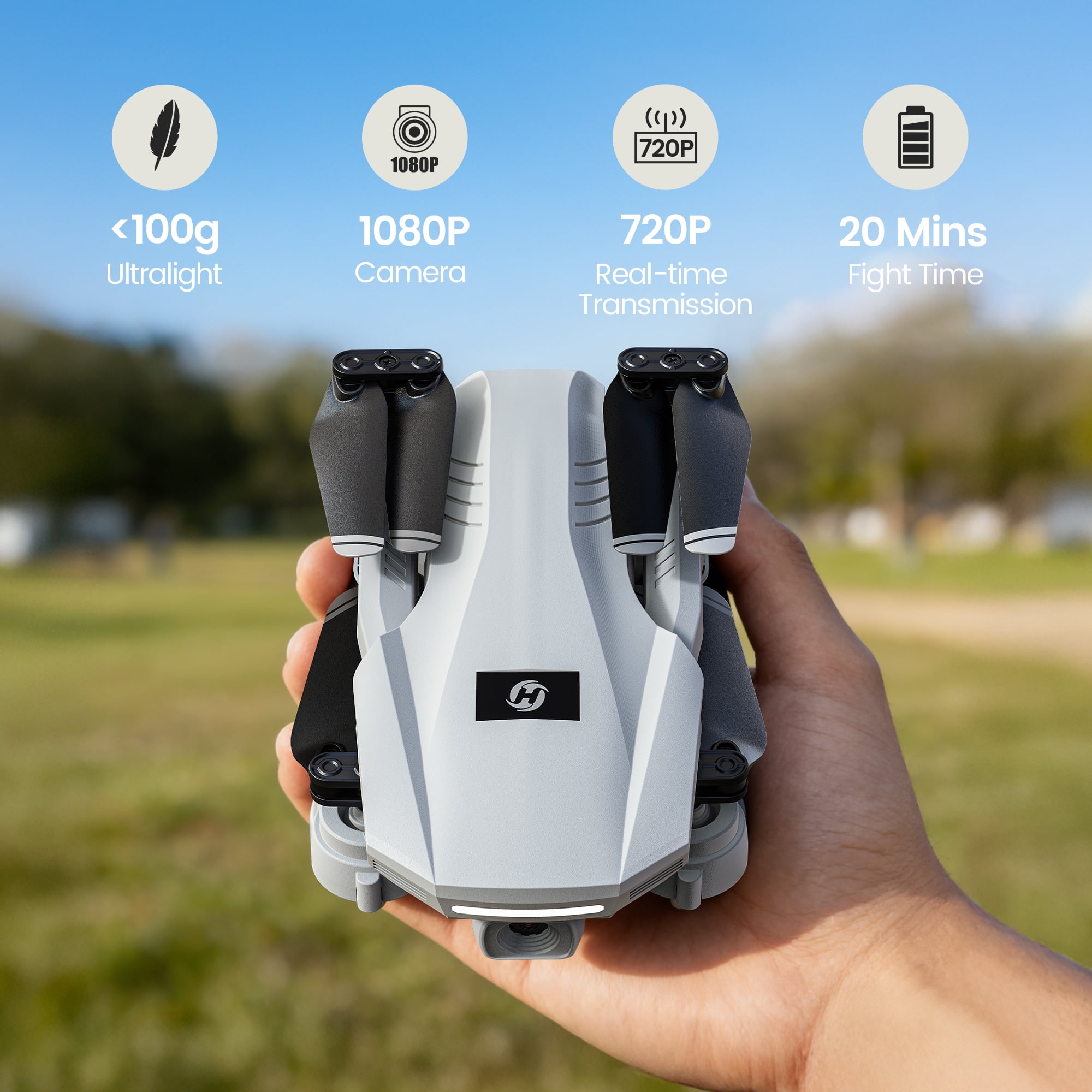 Holy Stone HS130 FPV Drone with 1080P HD Camera for Adults and Kids, Altitude Hold, 2 Batteries, Gray