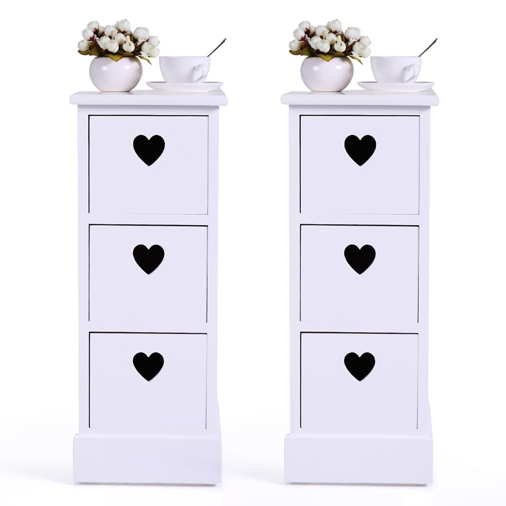 Kadyn Nightstands, Side Table with 3 Drawers for Bedroom, Dresser Organizer, Small Storage Space, White Kadyn Nightstands, Side Table with 3 Drawers for Bedroom, Dresser Organizer, Small Storage Space, White