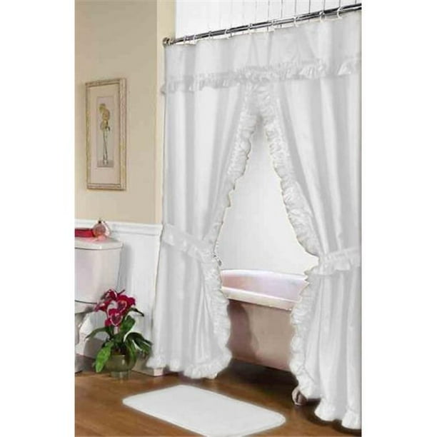 FSCDL21 70 x 72 in. Lauren Double Swag Shower Curtain, White