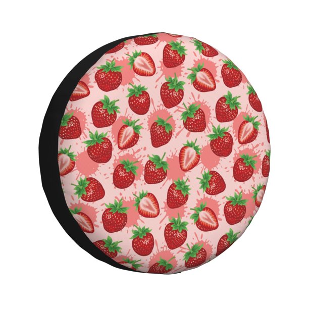 Balery Cute Strawberry Cubiertas para Neumáticos - Protector Resistente para Neumáticos de Camioneta, SUV, Remolque, Camper y RV-15 inch