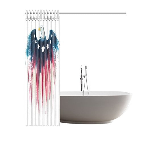 Waterproof Fabric Bathroom Liner American Eagle Flag Shower Curtain Set Mat Hook