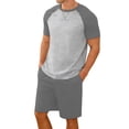 thumbnail image 4 of Purcolt Mens 2 Piece Pajama Sets Summer Casual Crew Neck Short Sleeve with Shorts Loungewear Pjs Soft Comfy Sleepwear Matching Outfits Set, 4 of 5