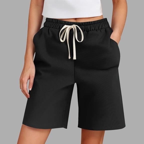 Xuniizn Corduroy Shorts for Women Drawstring Straight Loose Fitted Summer Casual Bermuda Shorts with Pockets Stretch Soft Knee Length Shorts, S-5XL