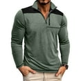 thumbnail image 2 of UVEASISHA Men's Casual Quarter Zip Pullover Long Sleeve Golf Collar T-Shirts Lightweight Slim Fit Fall Tops 2025 Fashion Color Block Workout Shirts Clearance Sales Green M, 2 of 9