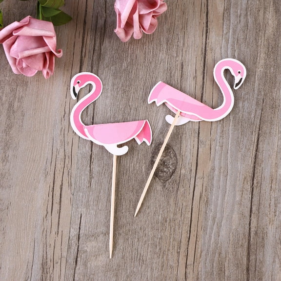 Raindrops  10 Pcs Flamingo Cake Toppers 3D Decor Picks Party Decorations