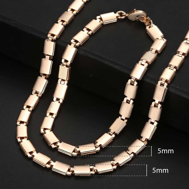 Conjuntos de joyería para hombre y mujer, conjunto de collar y pulsera de Color oro rosa 585, cadena Bismark de tejido cubano con doble bordillo, regalo de boda KCS04 Tan Jianjun unisex