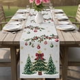 thumbnail image 5 of Christmas Table Runner 48 Inches, Winter Green Pine Trees Maple Leave Xmas Balls Bed Runner Dresser Scarves Tabletop for Indoor Outdoor Parties/Ceremony/Banquet, 13" x 48", 5 of 8