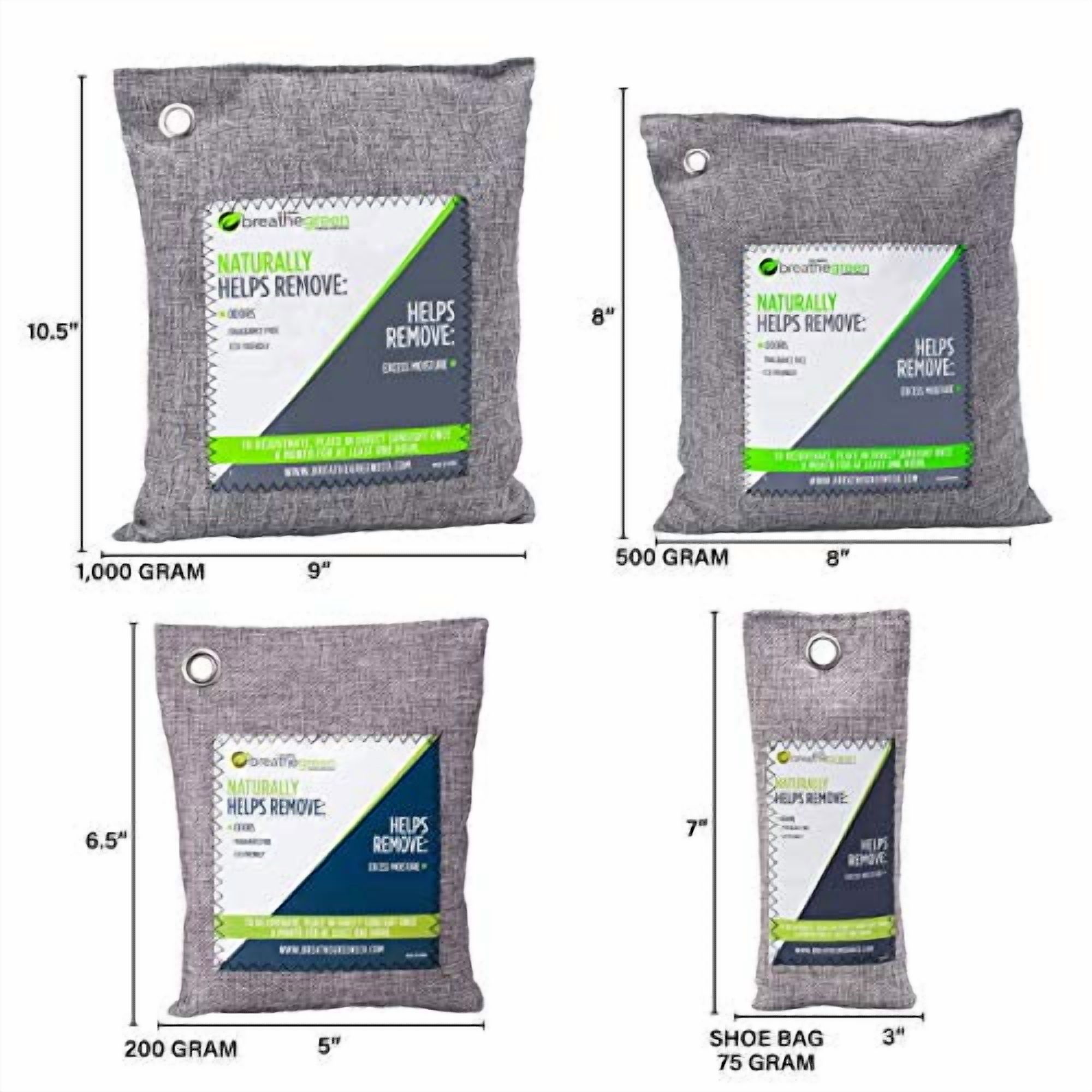 Bamboo Charcoal Bags Odor Absorber (3-Pack) Activated Charcoal Odor Eliminator Bag, Natural Freshener Removes Odors and Moisture, Odor Eliminator for Home, Pets, Car, Closet, RV