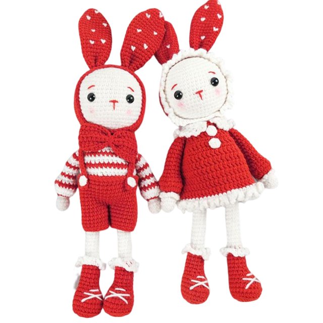Inteprter Crochet Kit for Beginner Cute Rabbits Includes Hook, Accessories Yarn, Almacenamiento y organización del hogar Rojo